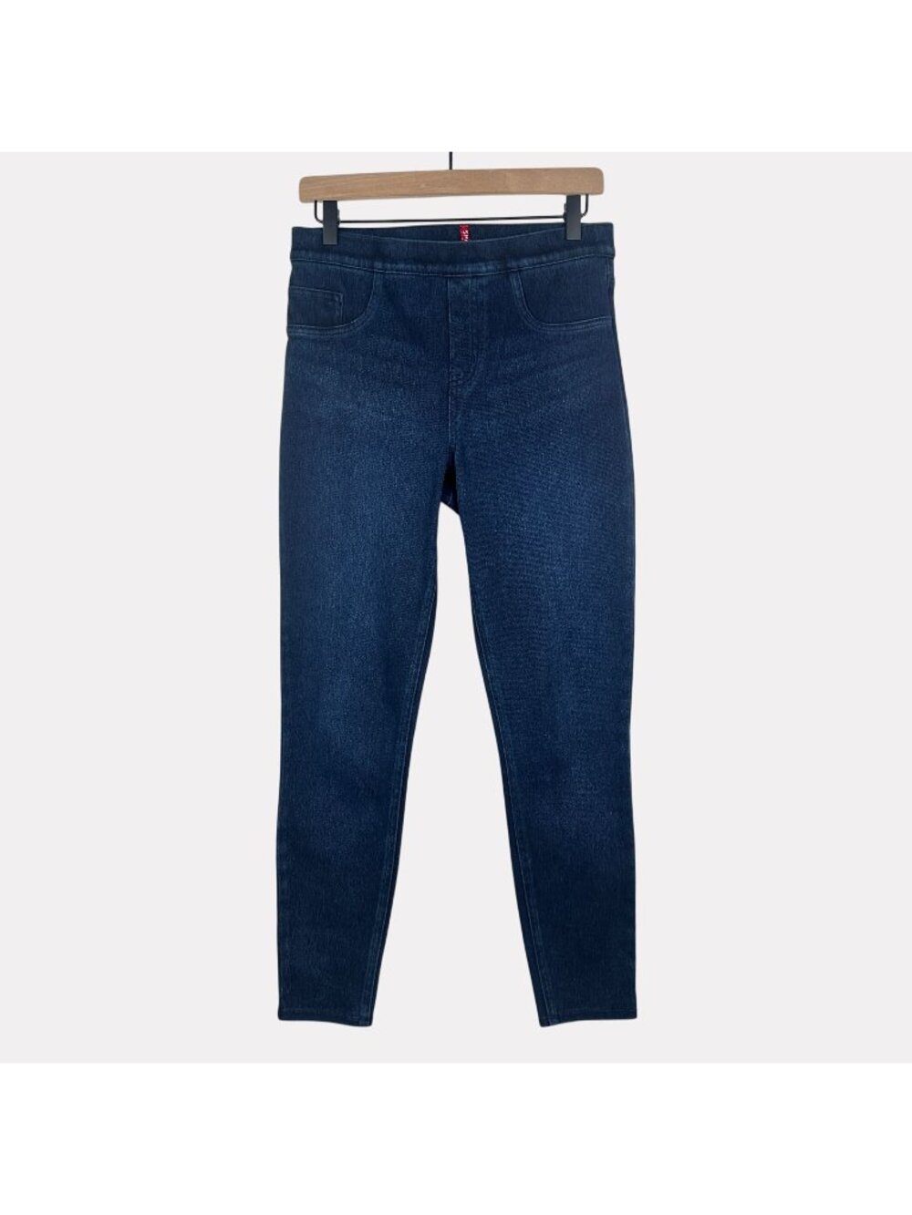 Spanx Pull On Jegging Womens Medum Dark Wash Blue Stretch Tummy Control